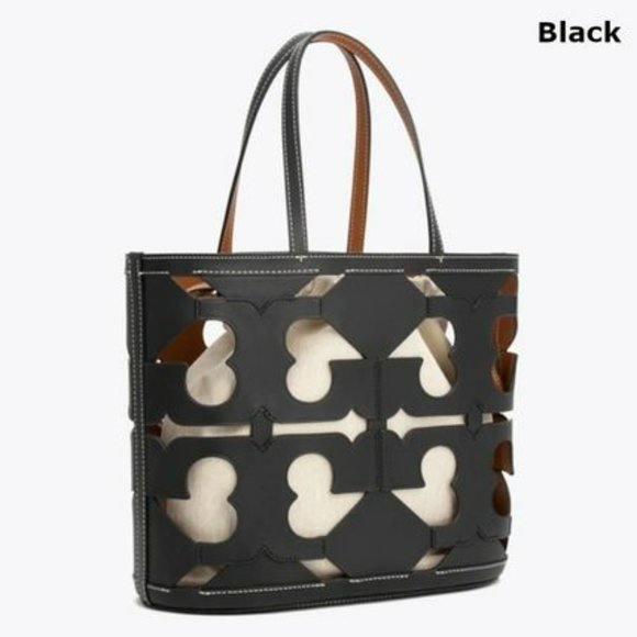 Tory Burch Handbags - Tory Burch $698 134575 Ella Cutout Logo Small Black Tote NWT!